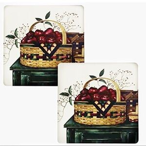 Basket of Apples Hot Pad Trivet Set of 2